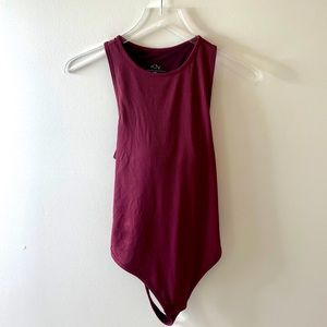 Klassy Network High Neck Bramisuit Body Suit Burgundy Sz M